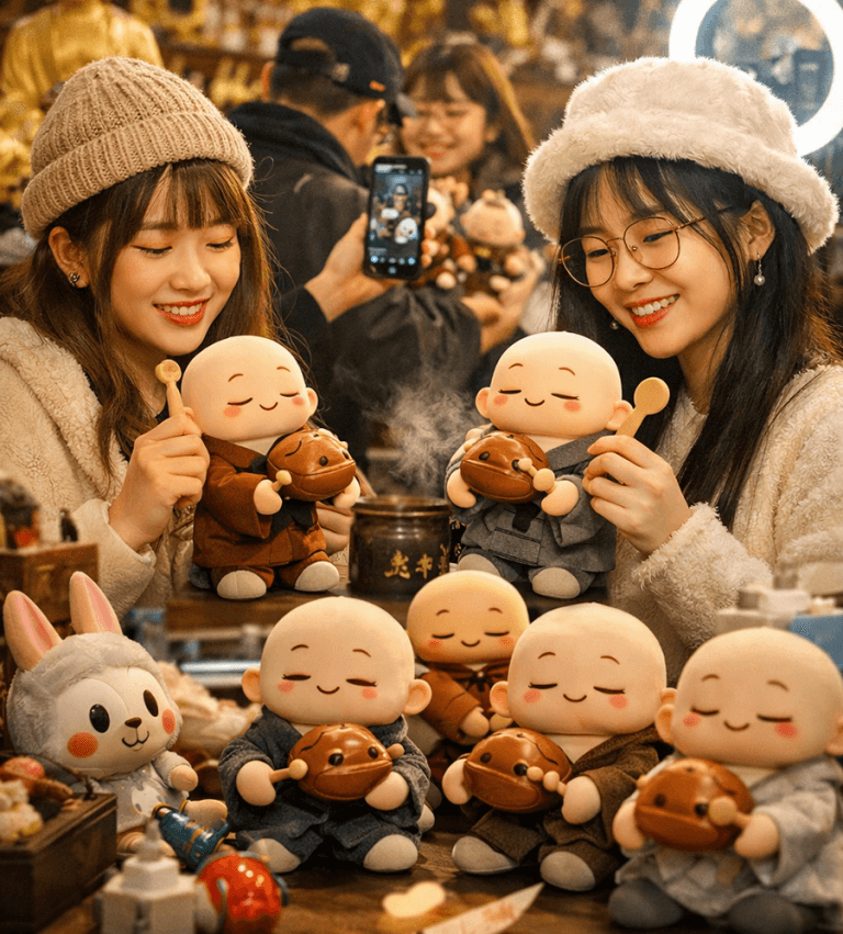 Giới trẻ Trung Quốc phát sốt với búp bê “gõ mõ” giải nghiệp